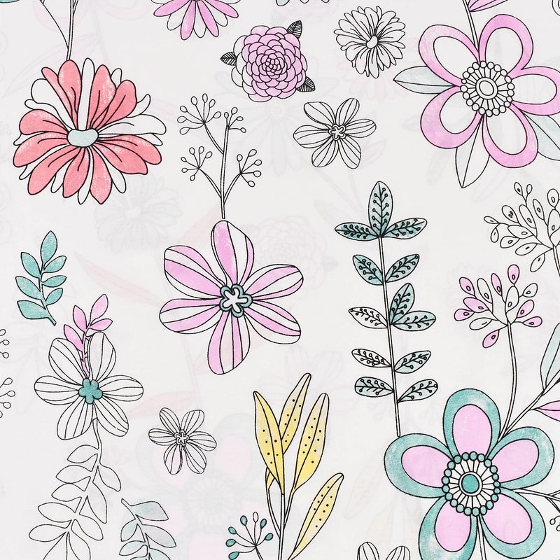 جيه-بينو مجموعة ملاءات مزدوجة من J pinno Painting Flower Plant لطيفة ومريحة وممتعة للأطفال والبنات والأطفال، ملاءة مسطحة من القطن بنسبة 100% + ملاءة جاهزة + طقم غطاء وسادة (زهرة توأم) - Image 4